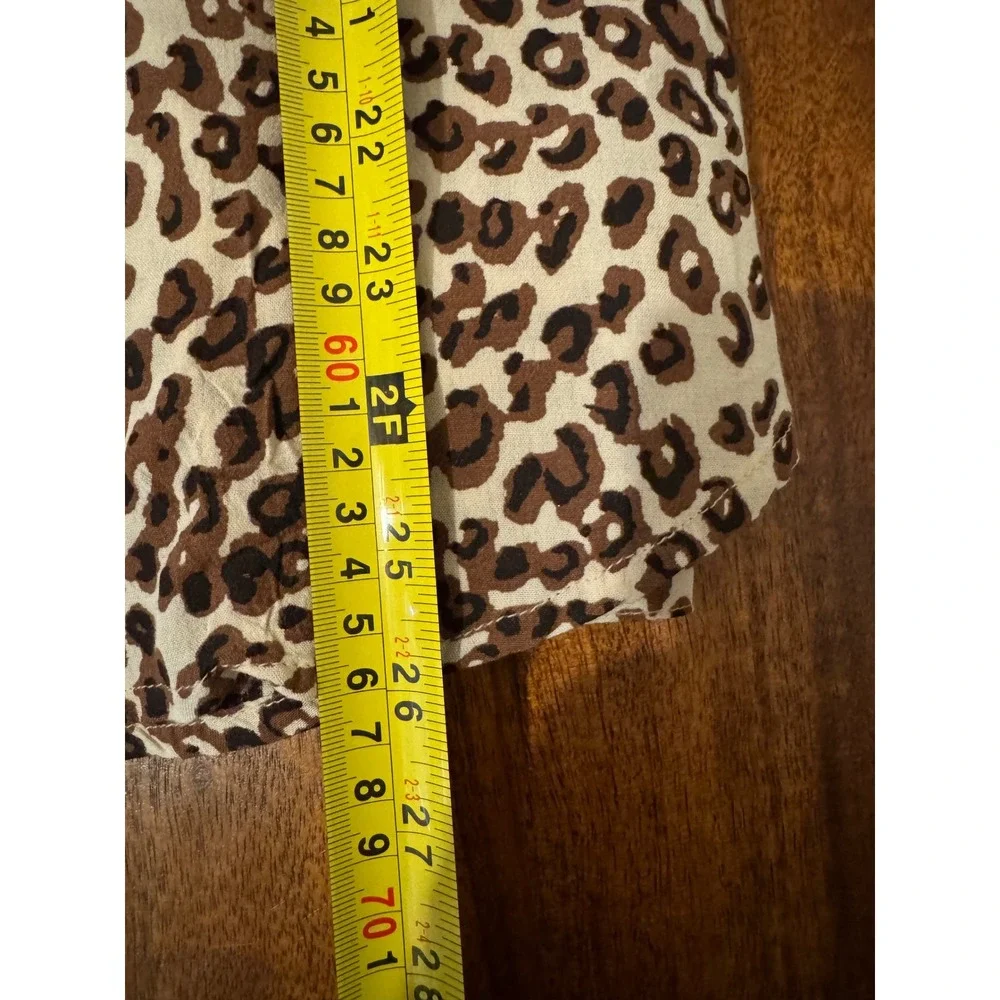 Lucky Brand Leopard Print Blouse Womens Medium Brown Button Up Top Mobwife Boho